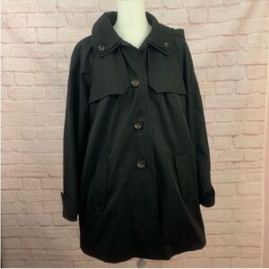 London Fog womens jacket black trench coat size XL